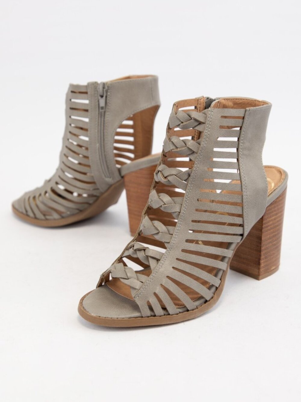 CCOCCI Mocha Braided Cage Cutout Block Heel Sandals NEW